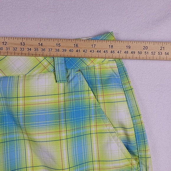 Puma Performance Golf Shorts Blue Yellow Plaid 36x11 Lightweight Quick Dry‎ - Picture 7 of 10